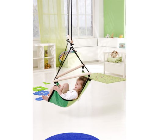 Chaise hamac balançoire pour enfants, siège de balançoire suspendu  intérieur extérieur avec accessoires (vert, 125 cm